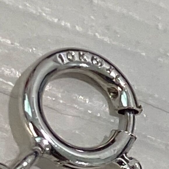 10K White Gold SUN Diamond Double Heart Necklace 18" Chain - Picture 13 of 16